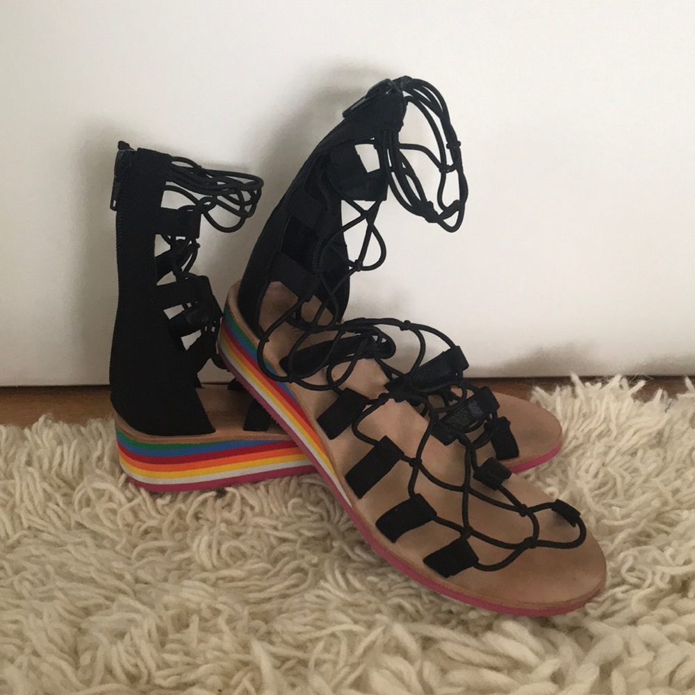 Jeffrey Campbell lace up sandals with small wedge
